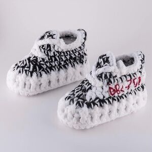 Handmade Crochet Baby Shoes - Black and White